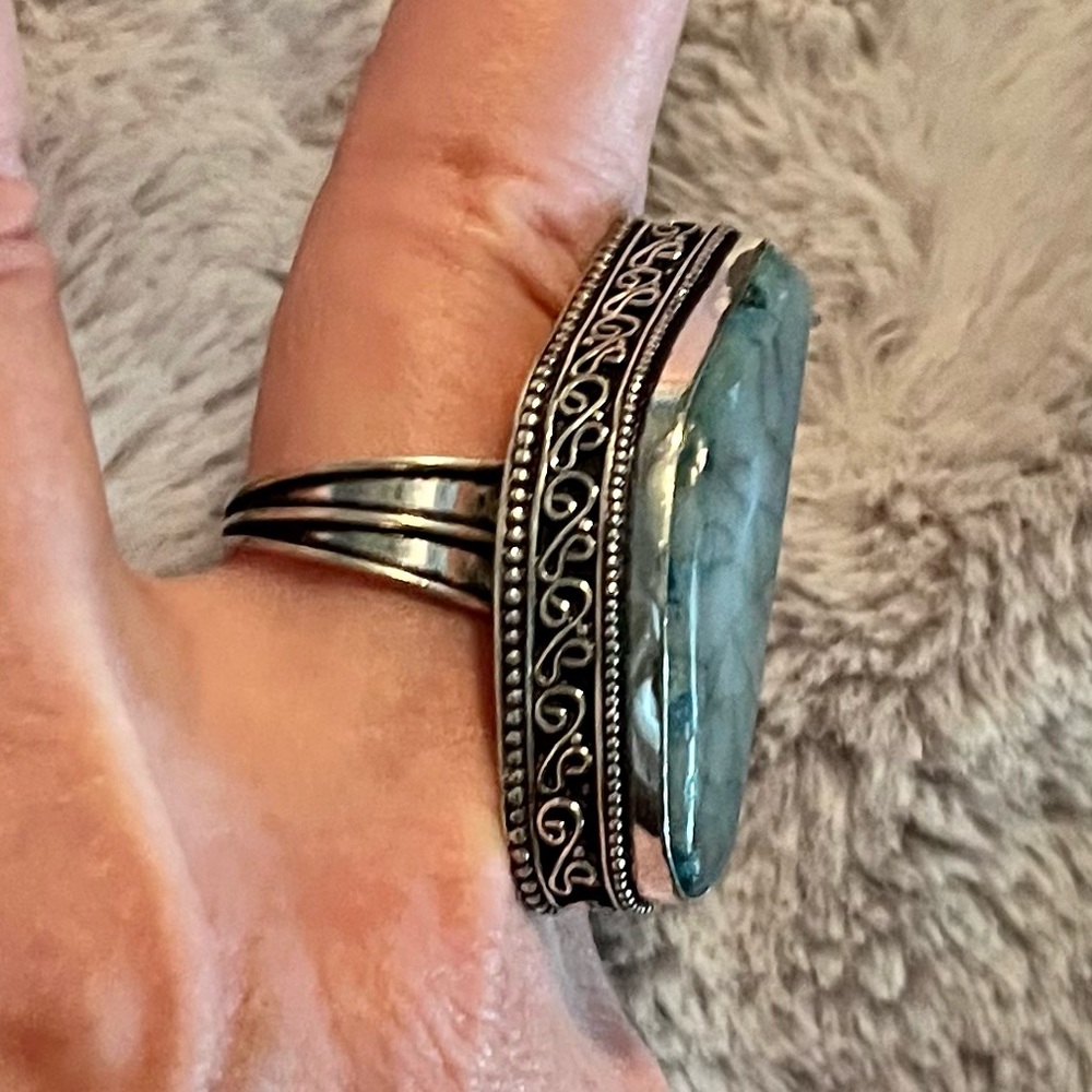 Handmade Sterling Silver Solar Agate ring - Picture 3 of 6